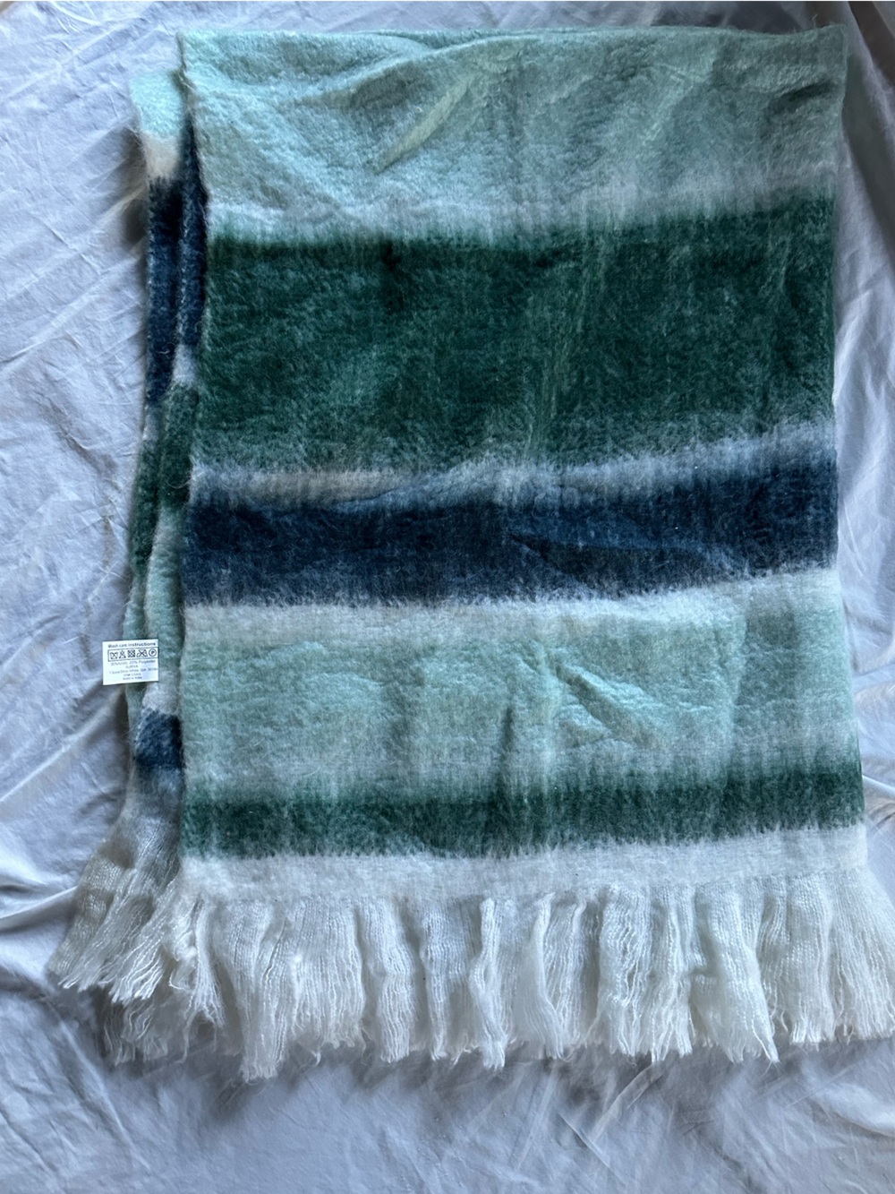 Anthropologie Throw Blanket Striped Fringe